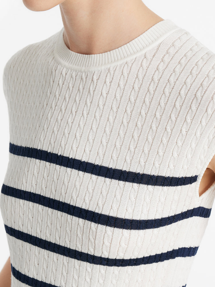 Acetate Knitted Striped Pullover Women Knit Top - Image 7