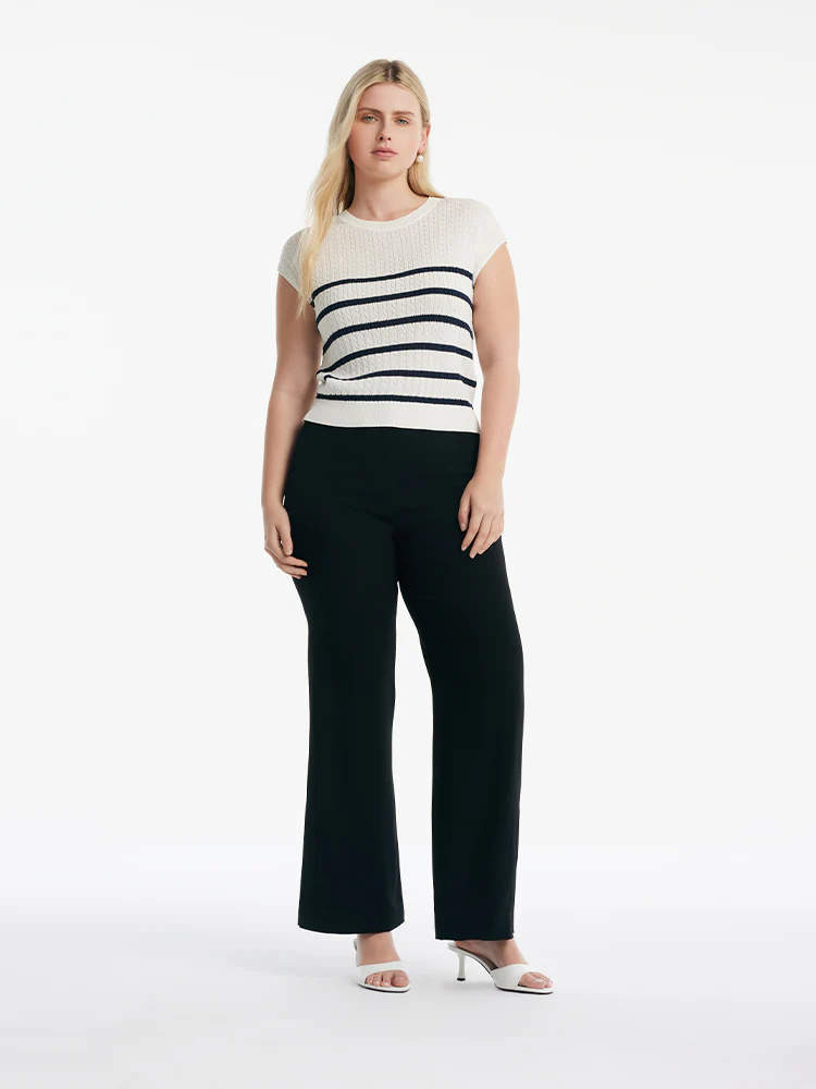 Acetate Knitted Striped Pullover Women Knit Top - Image 9