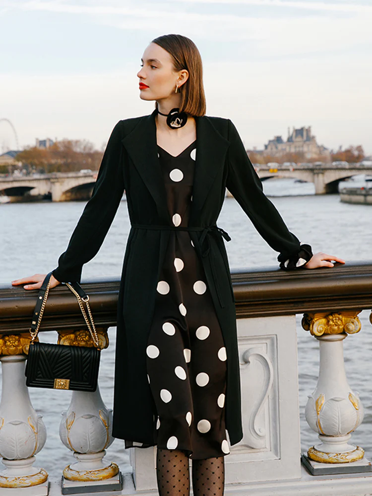 Acetate Polka Dots Print Spaghetti Strap Women Midi Dress With Rose Belt - Image 9