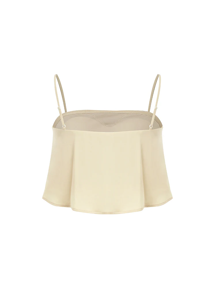 Acetate Ruffle Women Crop Camisole With Chest Pads - Image 9
