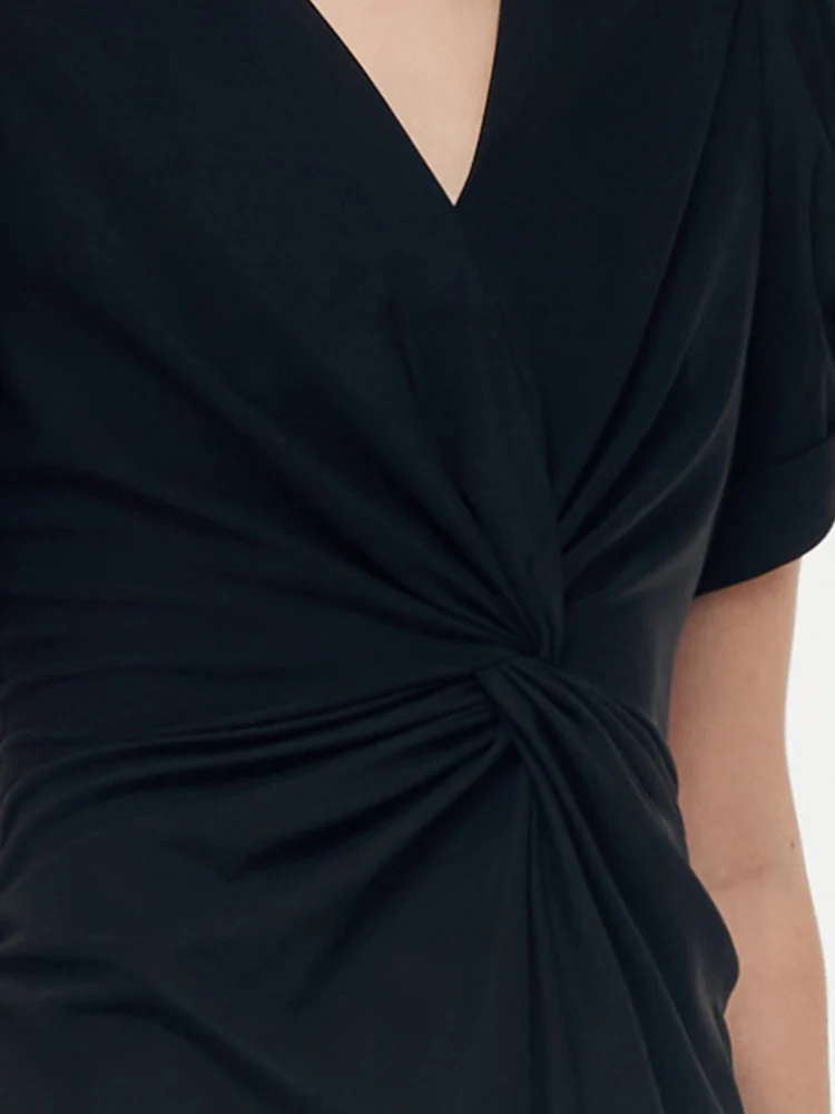 Acetate Twist Front Women Knit Maxi Dress With Hairband - Image 6