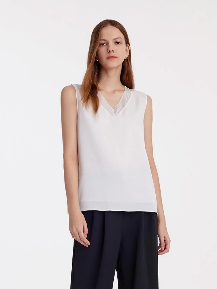 White Acetate V-Neck Tank Top - Image 4