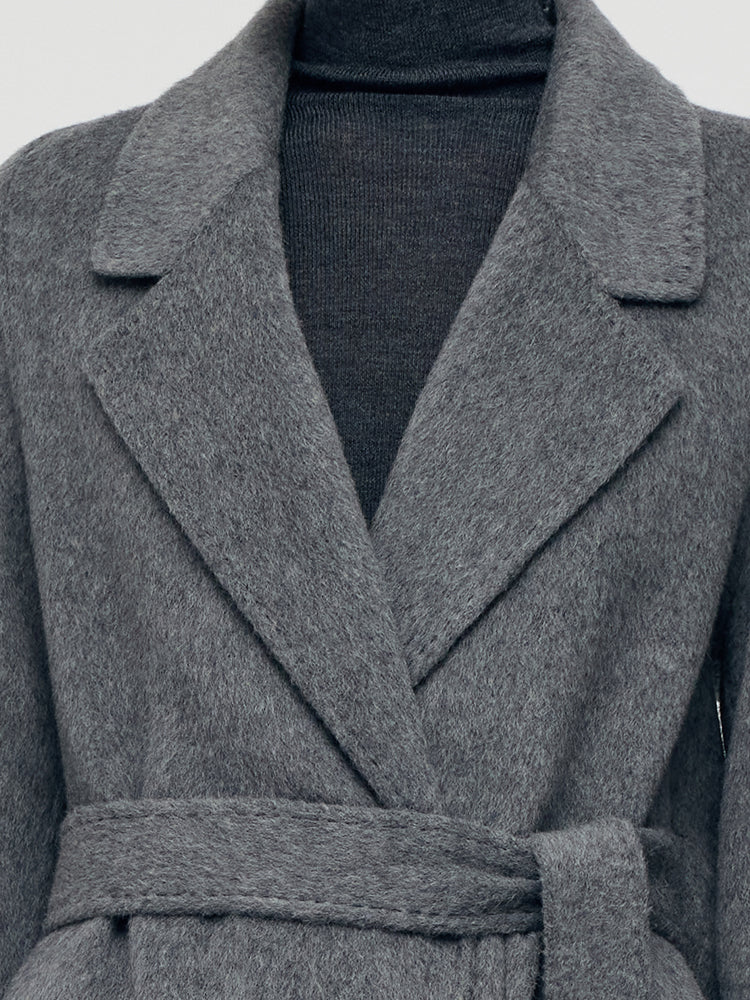 Alpaca Wool Belted Women Overcoat - Image 6