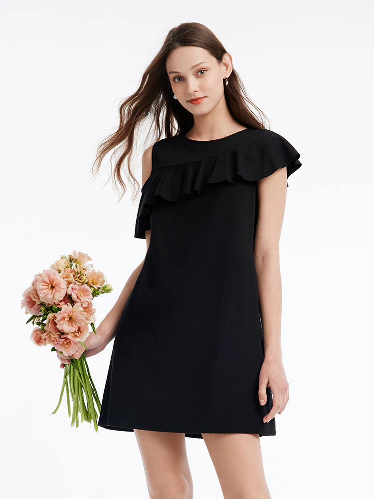 Asymmetrical Sleeve Knit Mini Dress - Image 2