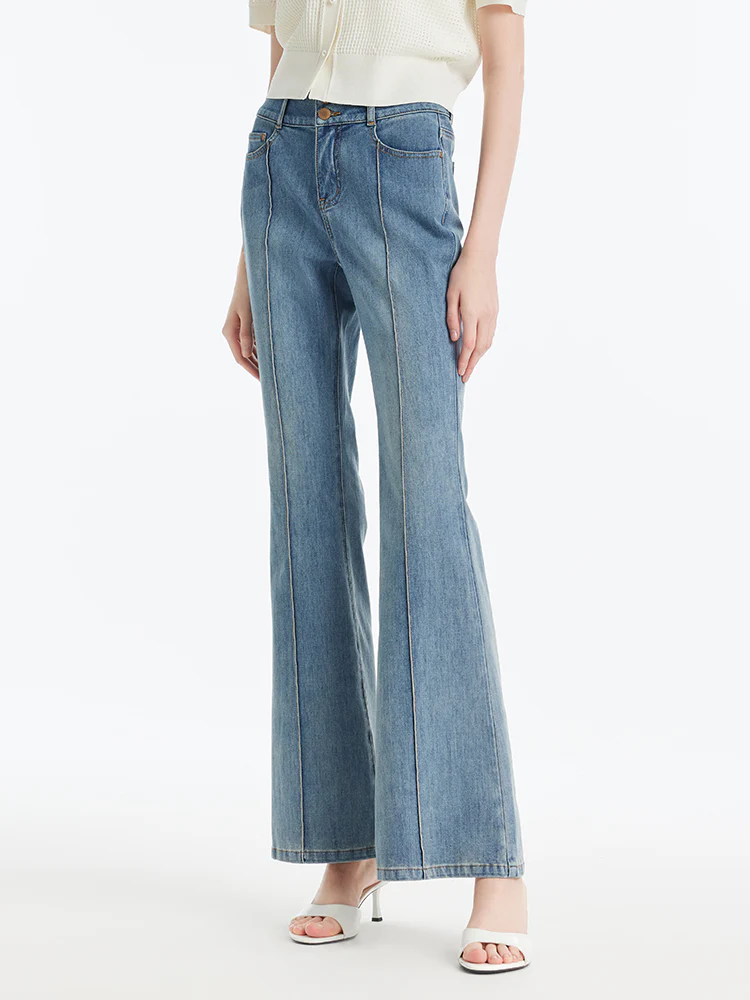 Back-Slit Denim Flared Women Jeans - Image 6