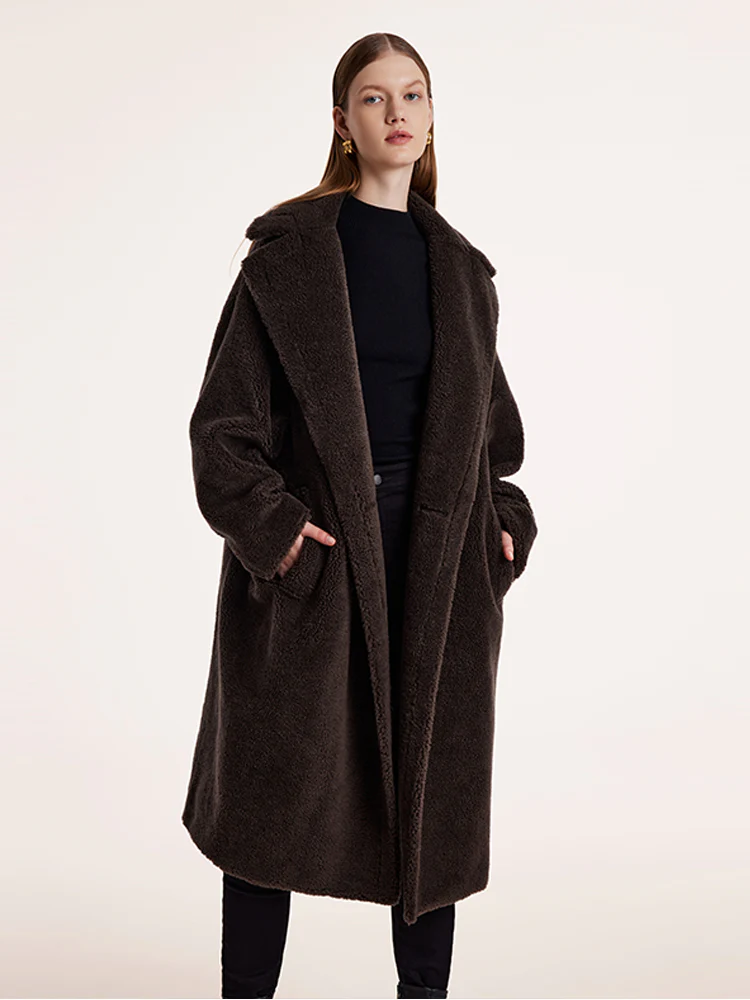 Teddy Lamb Wool Lapel Oversized Coat - Image 10