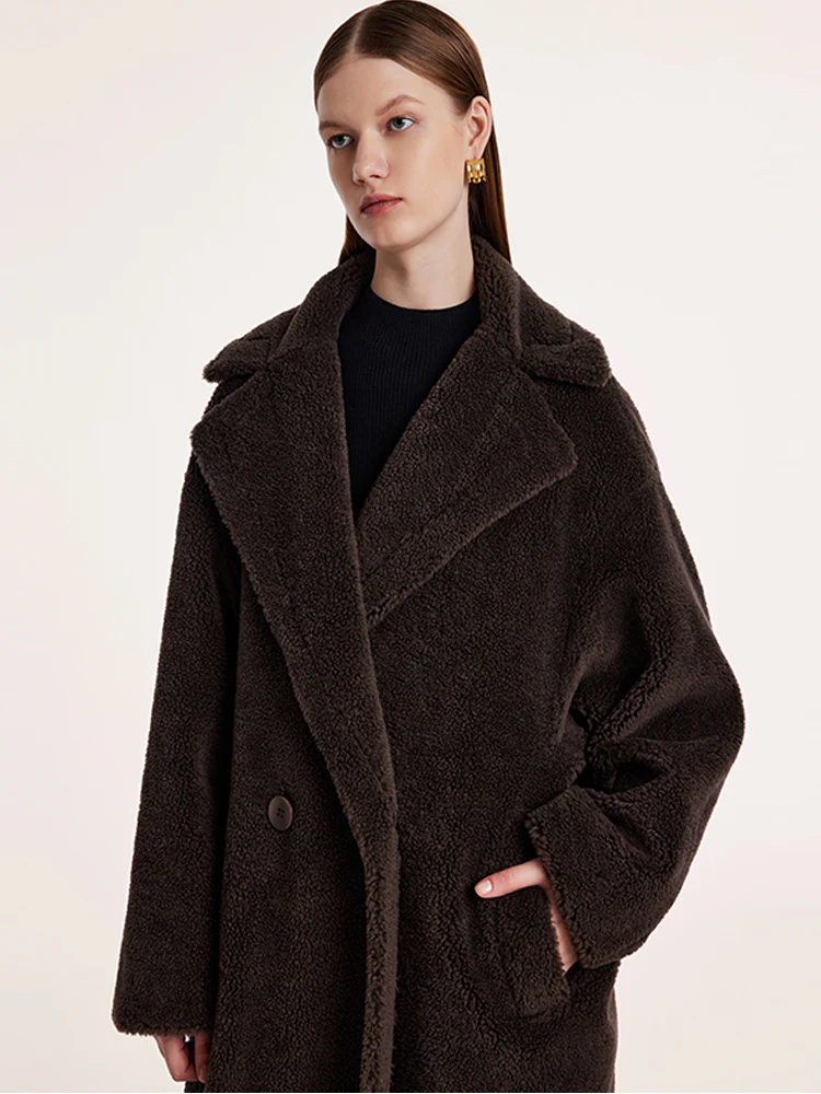 Teddy Lamb Wool Lapel Oversized Coat - Image 11