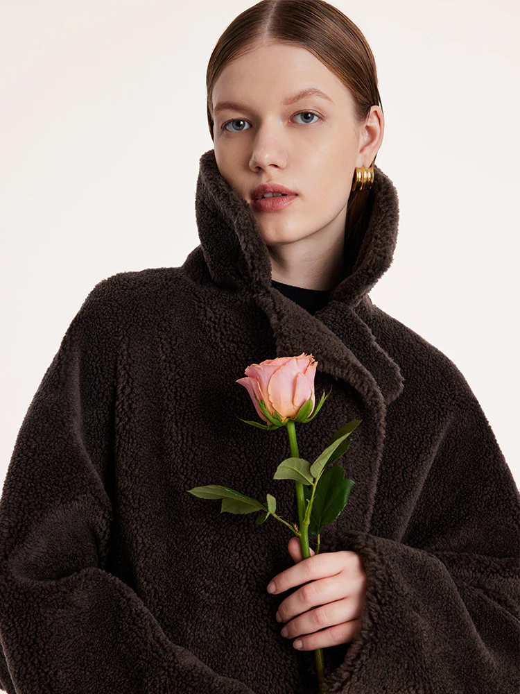 Teddy Lamb Wool Lapel Oversized Coat - Image 12