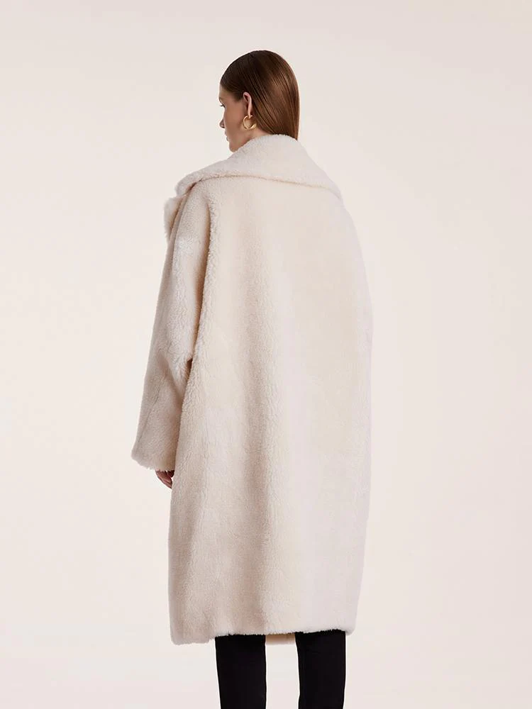 Teddy Lamb Wool Lapel Oversized Coat - Image 3