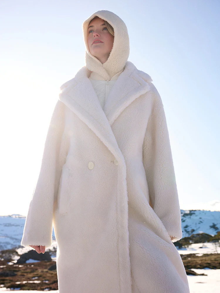 Teddy Lamb Wool Lapel Oversized Coat - Image 6