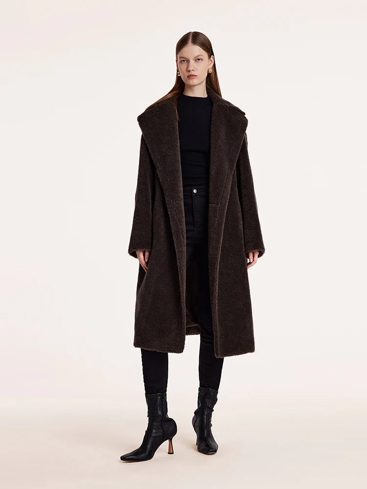 Teddy Lamb Wool Lapel Oversized Coat - Image 9