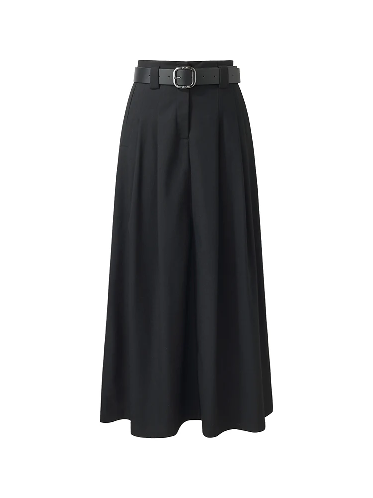 Black A-Line Women Maxi Skirt With Belt - Image 5