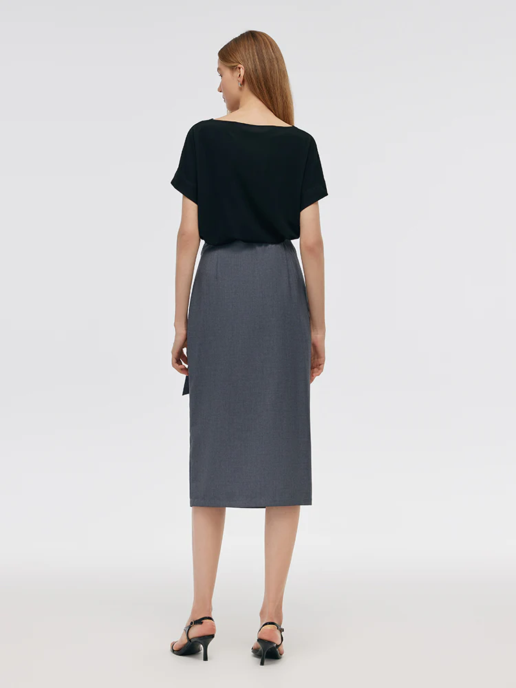Black Acetate Top And Skirt Two-Piece Set - Image 3