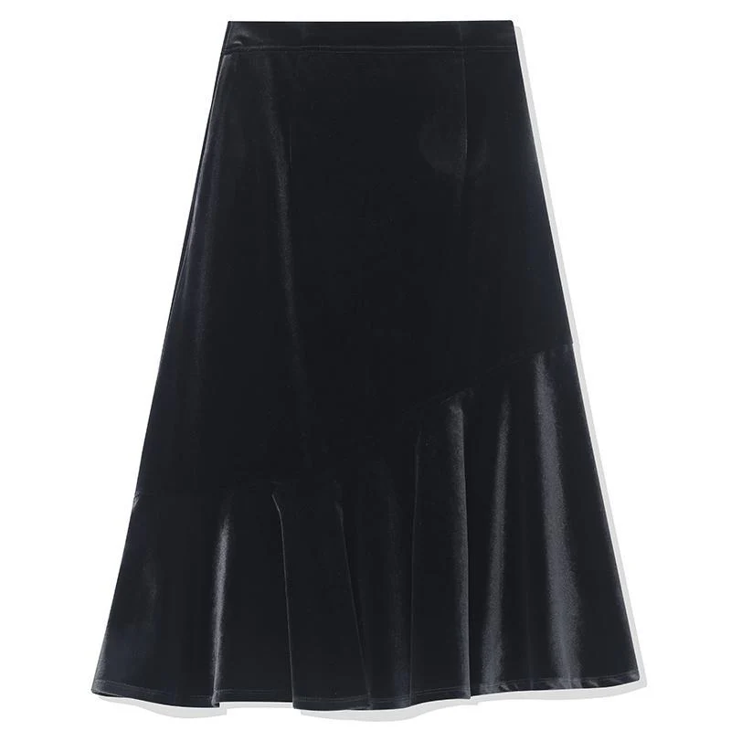 Black Velvet Mermaid Skirt - Image 9