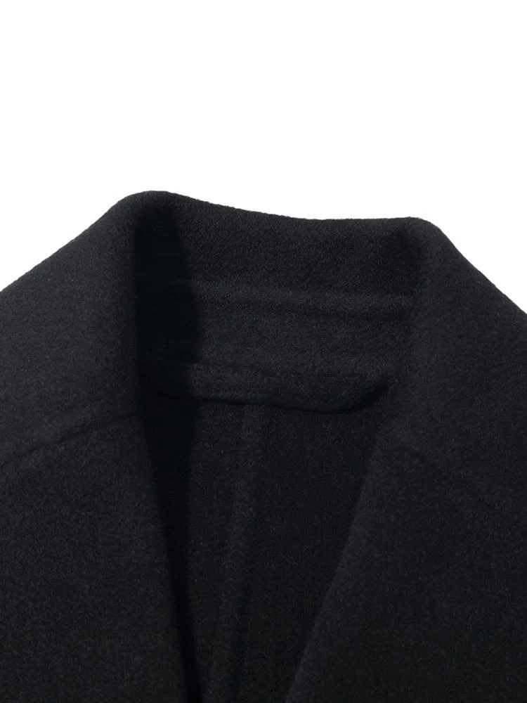 Black Wool And Cashmere Notched Lapel Women Coat - Image 11