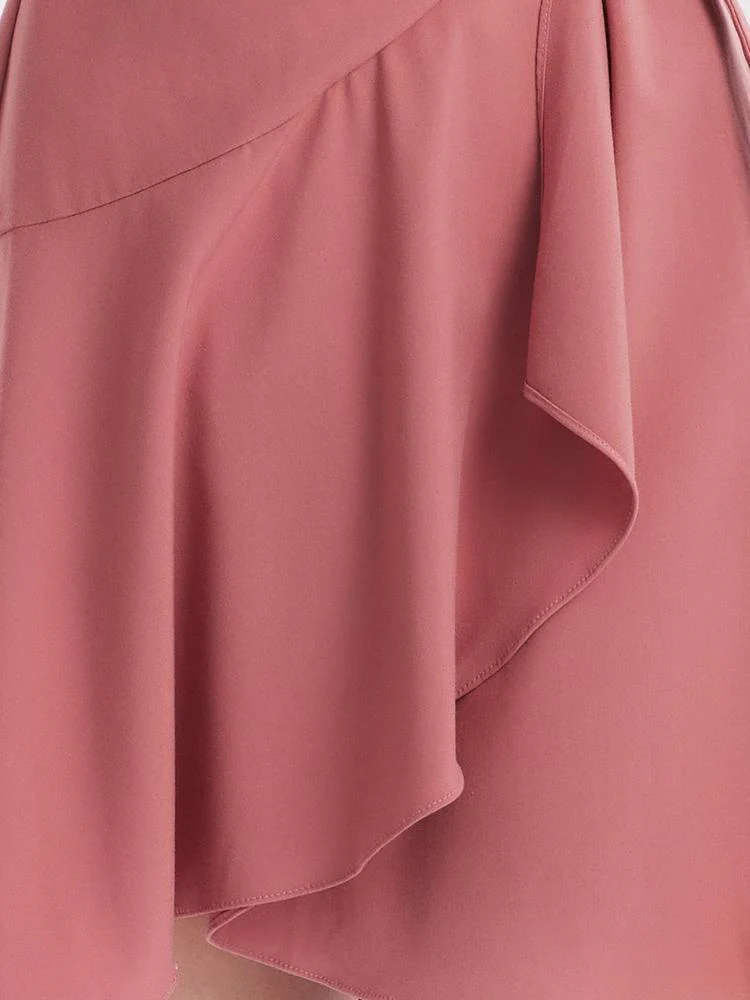 V-neck Notched Lapel Lace-Up Mini Dress - Image 5