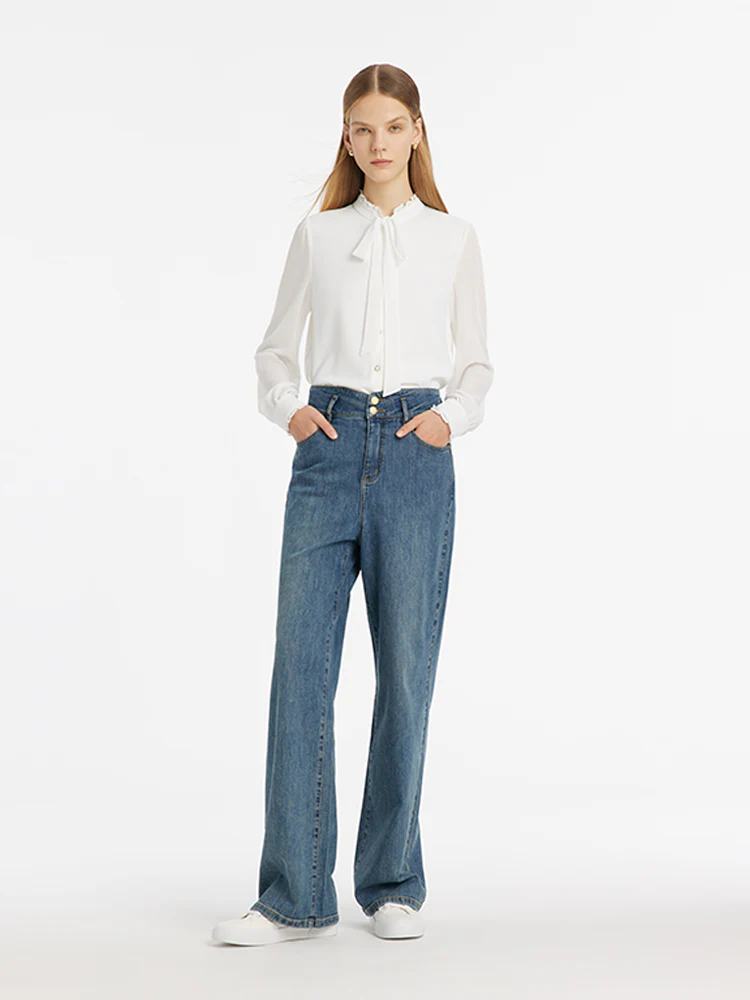 Bow Tie Ruffle Collar Women Shirt - Image 3
