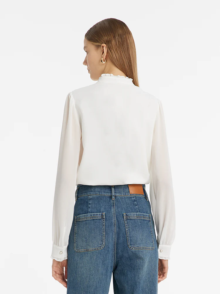 Bow Tie Ruffle Collar Women Shirt - Image 4