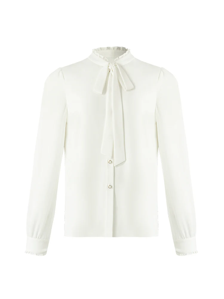 Bow Tie Ruffle Collar Women Shirt - Image 7