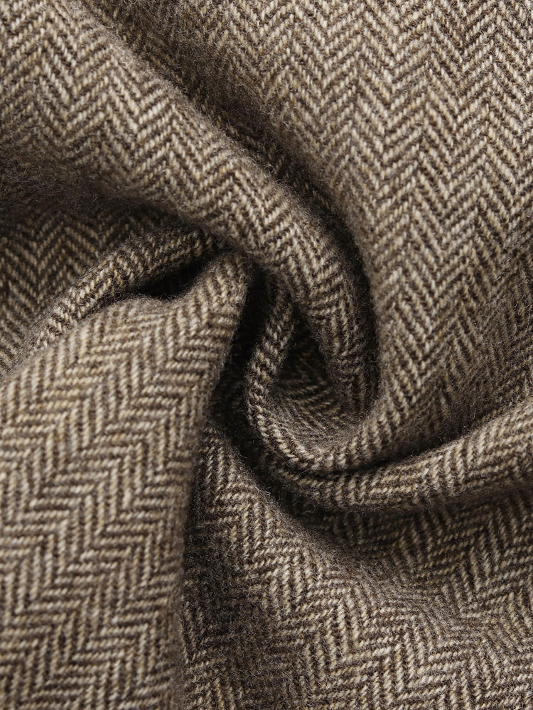 Brown Washable Woolen Sheath Gathered Waist Blazer - Image 7