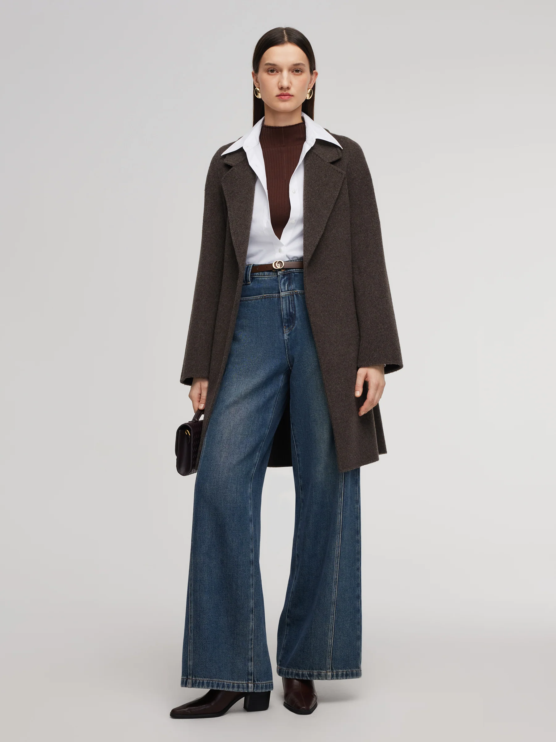 Camel Hair Wool Blend Double-Faced Women Wrap Coat - Image 2