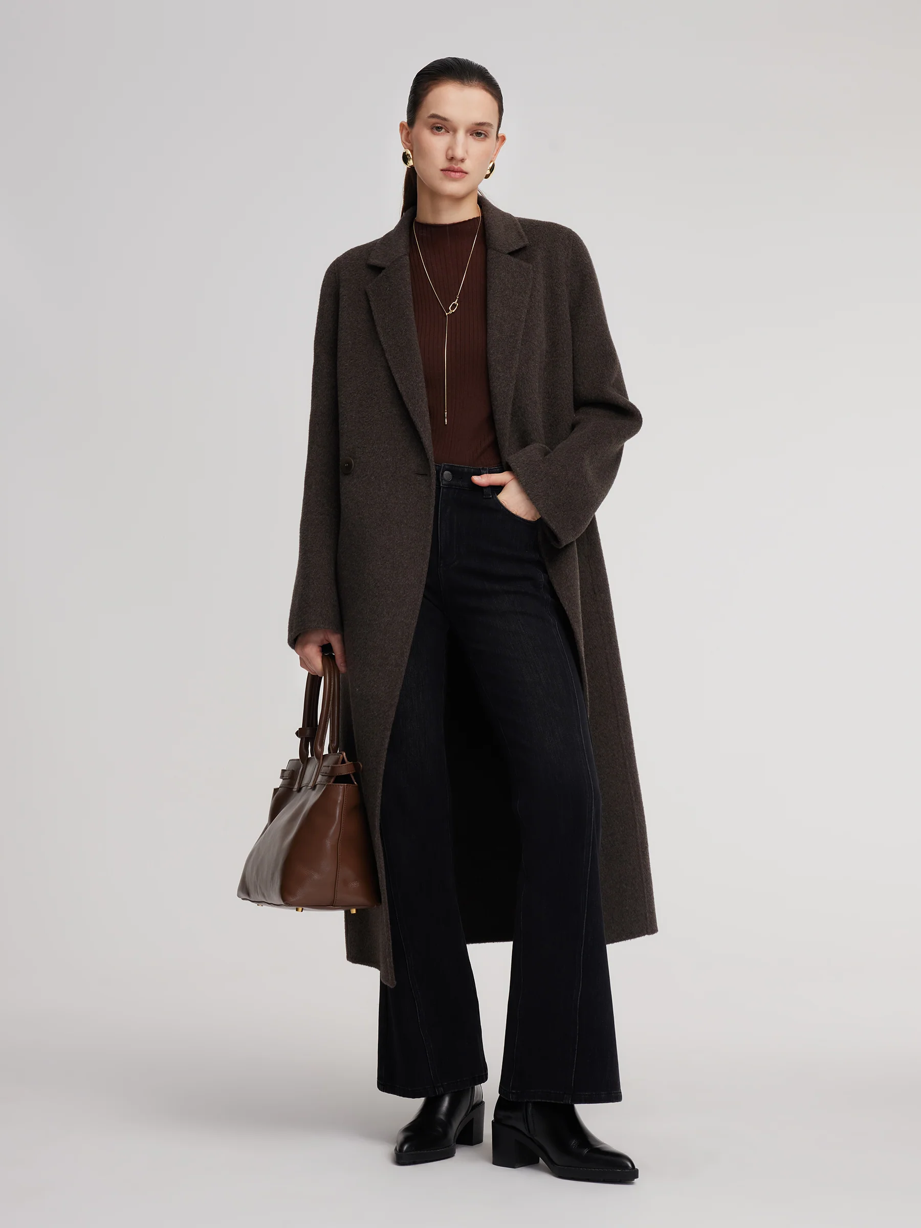 Camel Hair Wool Blend Women Wrap Overcoat - Image 2