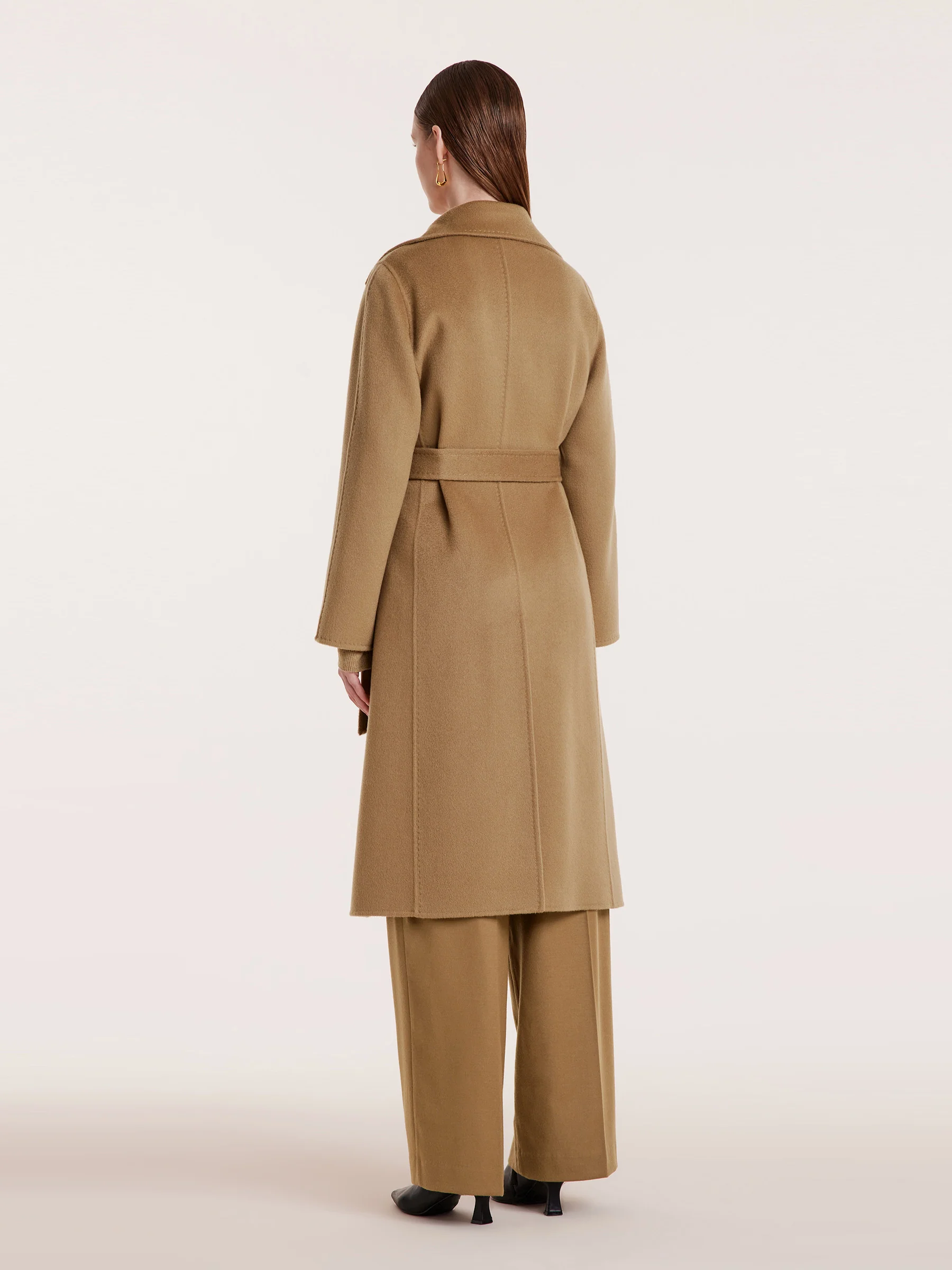Camel Pure Cashmere Lapel Women Coat - Image 5