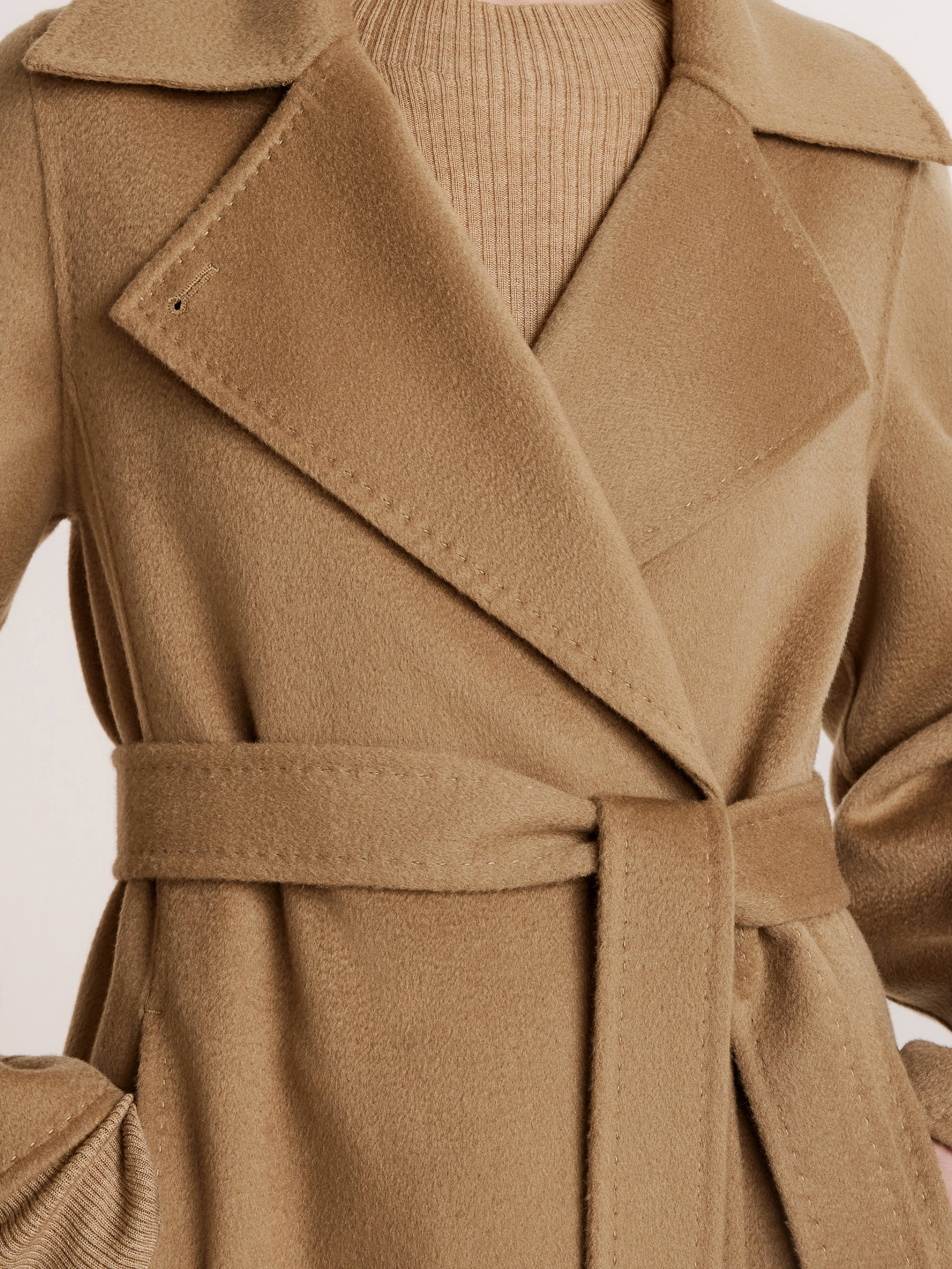 Camel Pure Cashmere Lapel Women Coat - Image 6