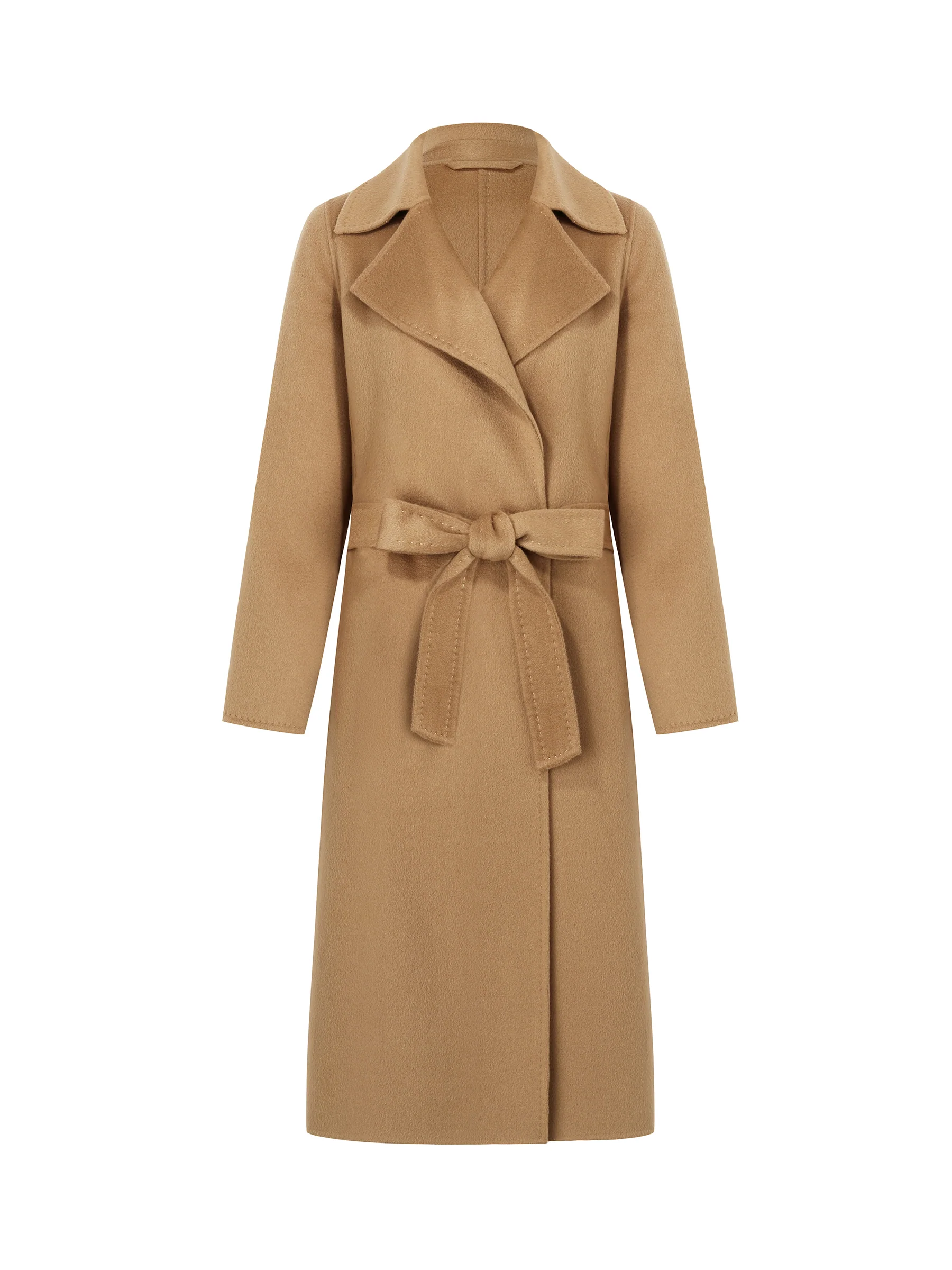 Camel Pure Cashmere Lapel Women Coat - Image 8