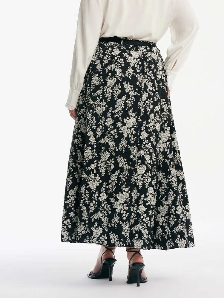Camellia Jacquard Pleated Women Mamianqun With Bottomed Skirt - Image 10