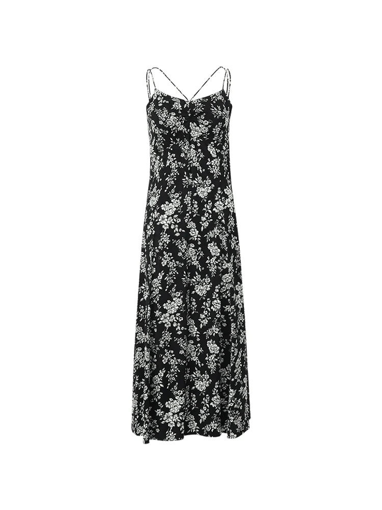 Camellia Print Spaghetti Strap Women Midi Dress - Image 10