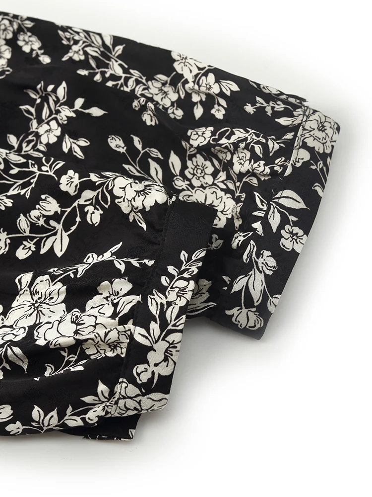 Camellia Print V-Neck Ruffle Hem Women Midi Wrap Dress - Image 17
