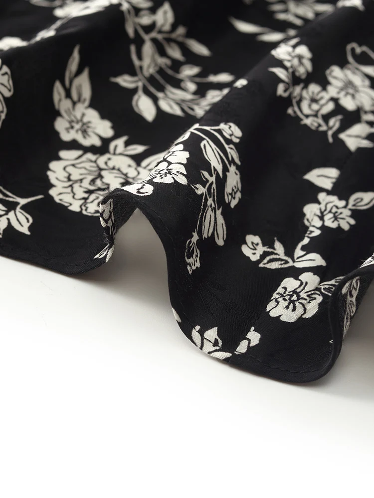 Camellia Print V-Neck Ruffle Hem Women Midi Wrap Dress - Image 18