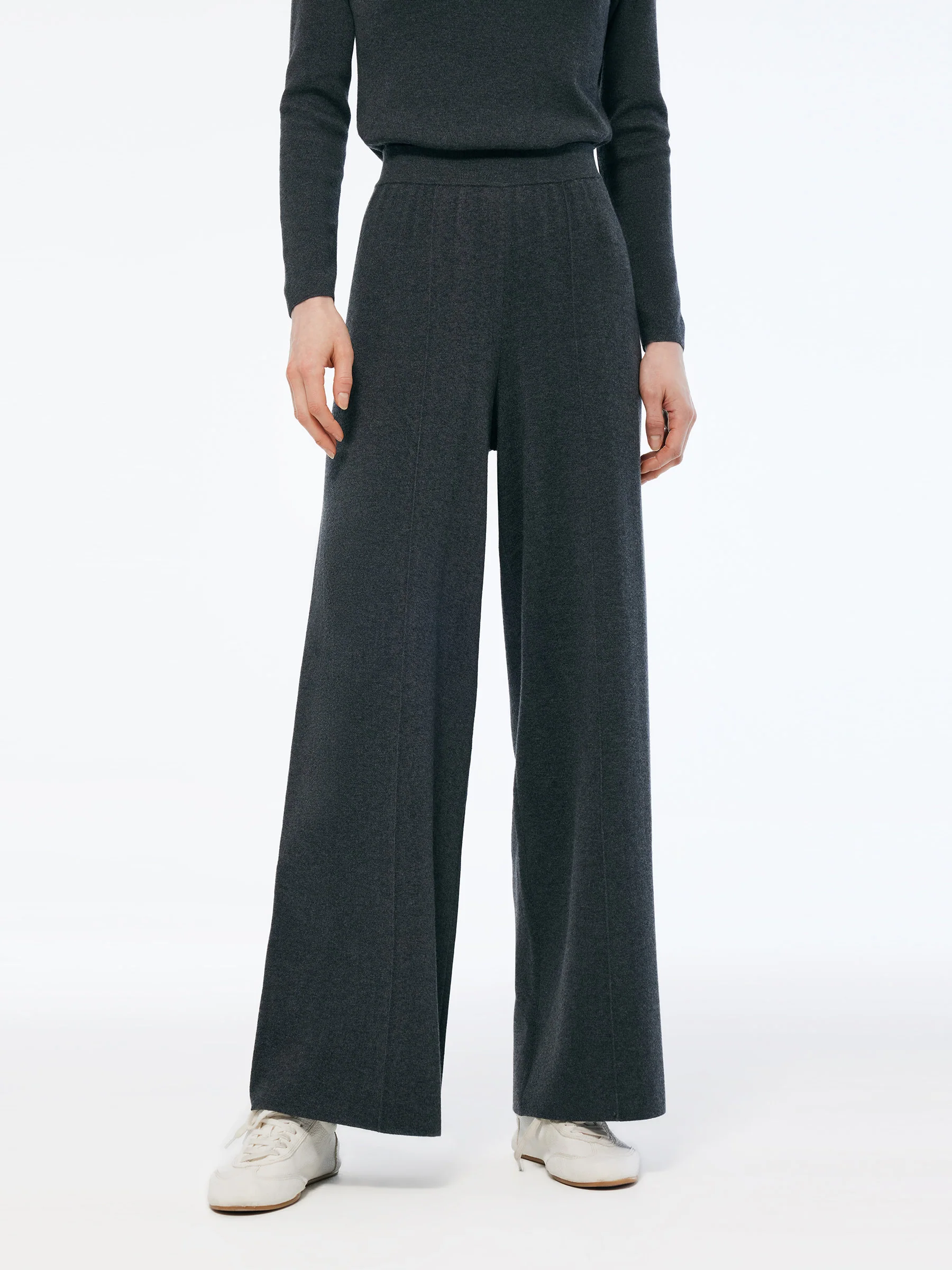 Cashmere Blend Mock Layered Knit Top And Pants Two-Piece Set - Image 5