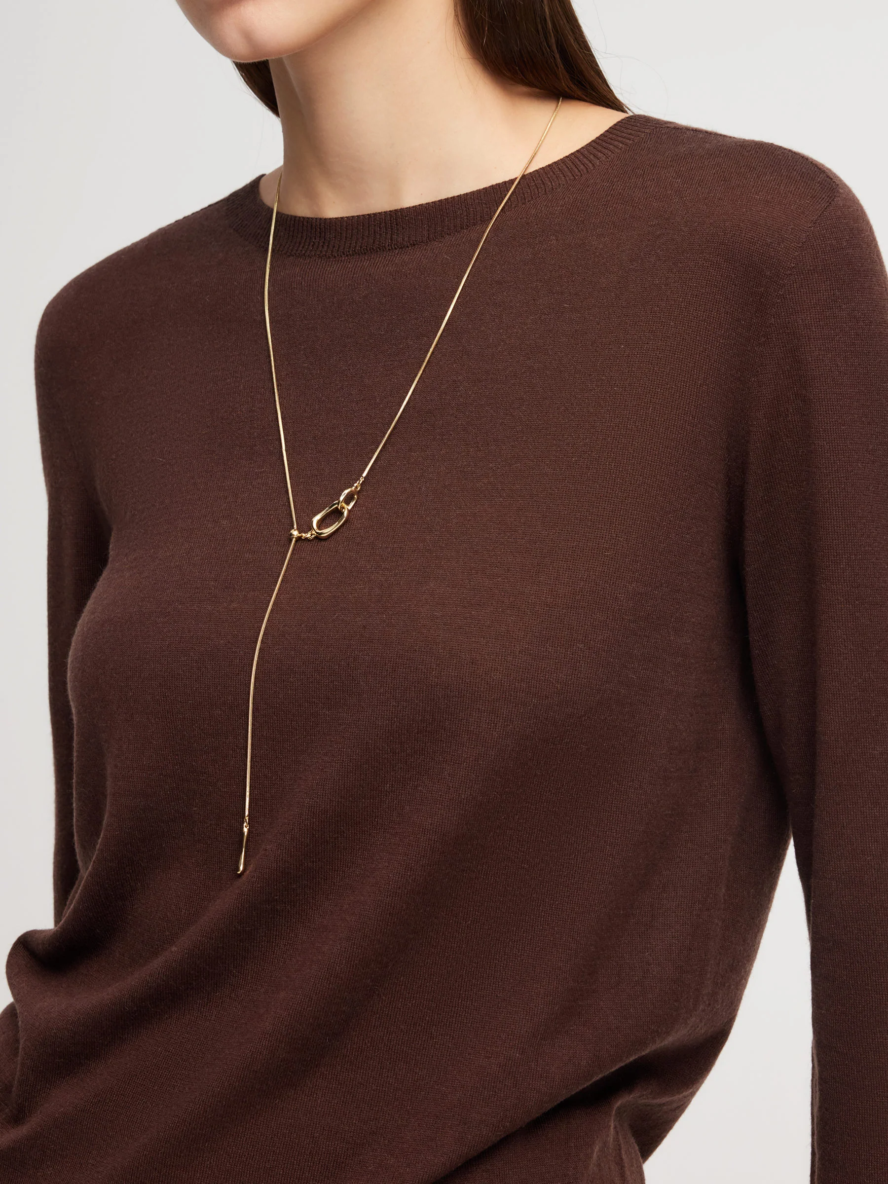 Cashmere Mulberry Silk Lyocell Blend Crew Neck Women Knit Top - Image 9