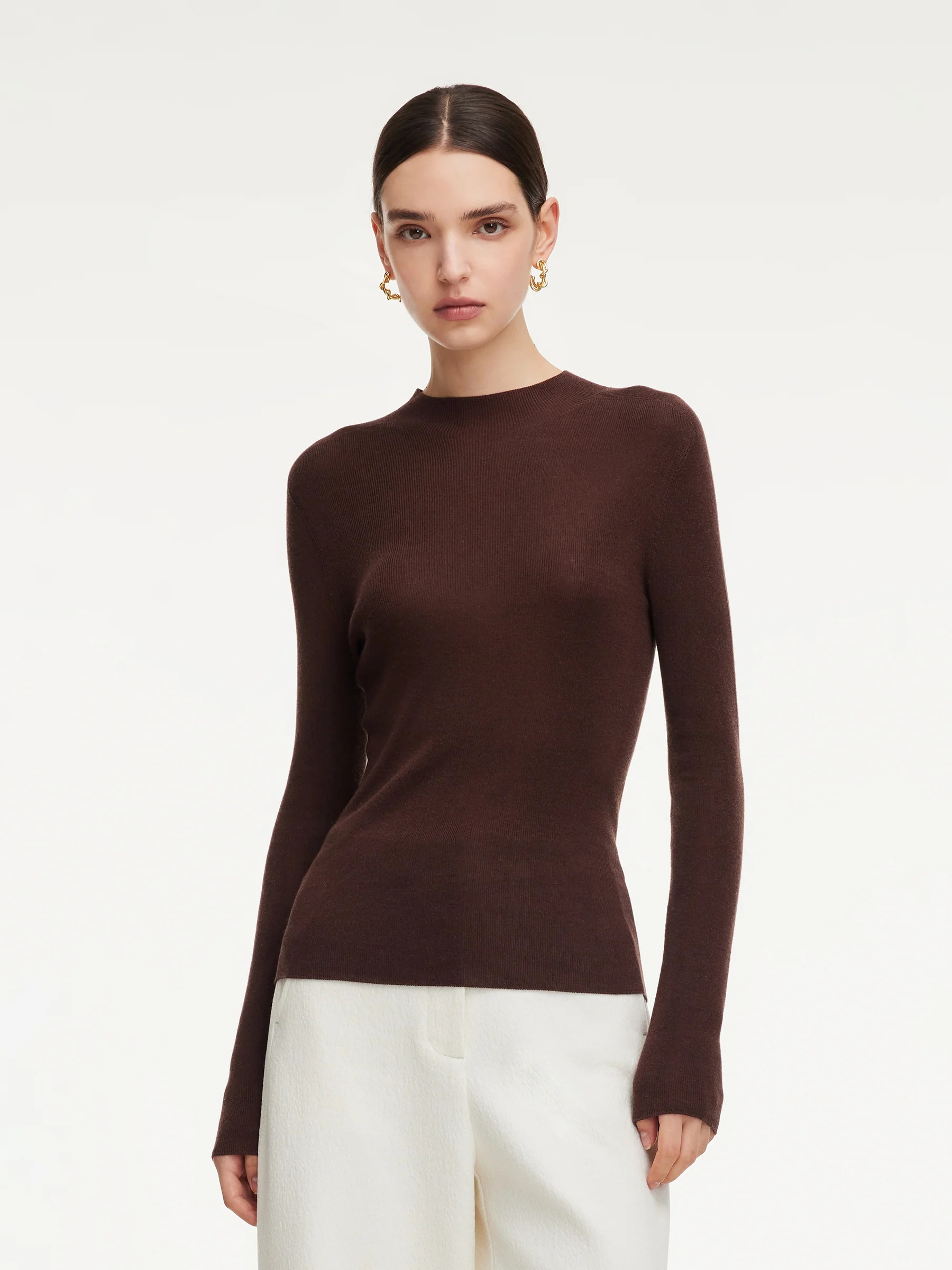 Cashmere Mulberry Silk Tencel Blend Women Knit Top - Image 10