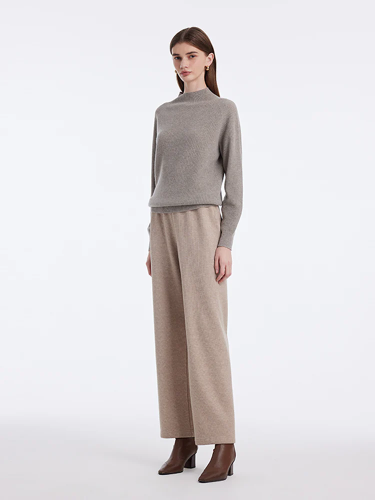Cashmere Seamless Mock Neck Women Sweater - Image 3