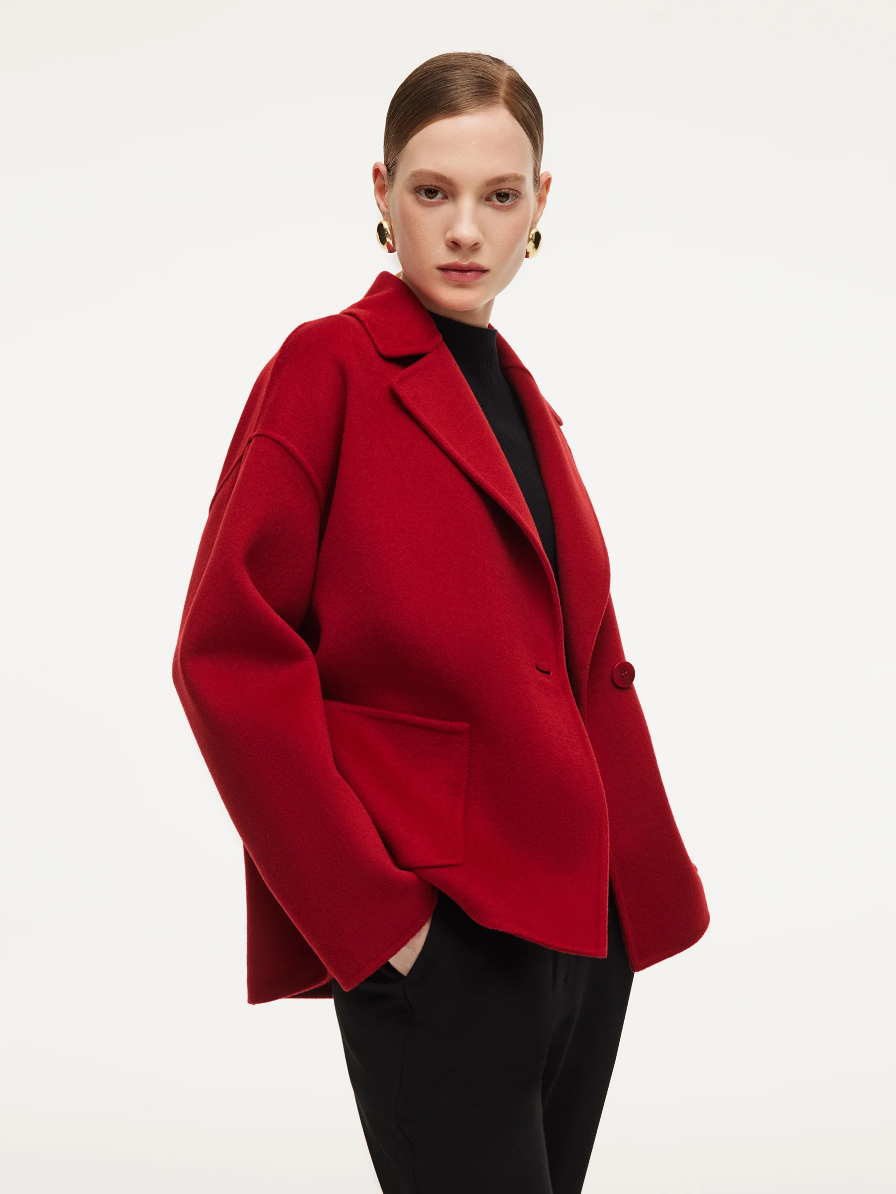 Cashmere Wool Blend Double-Faced Women Coat - Image 5