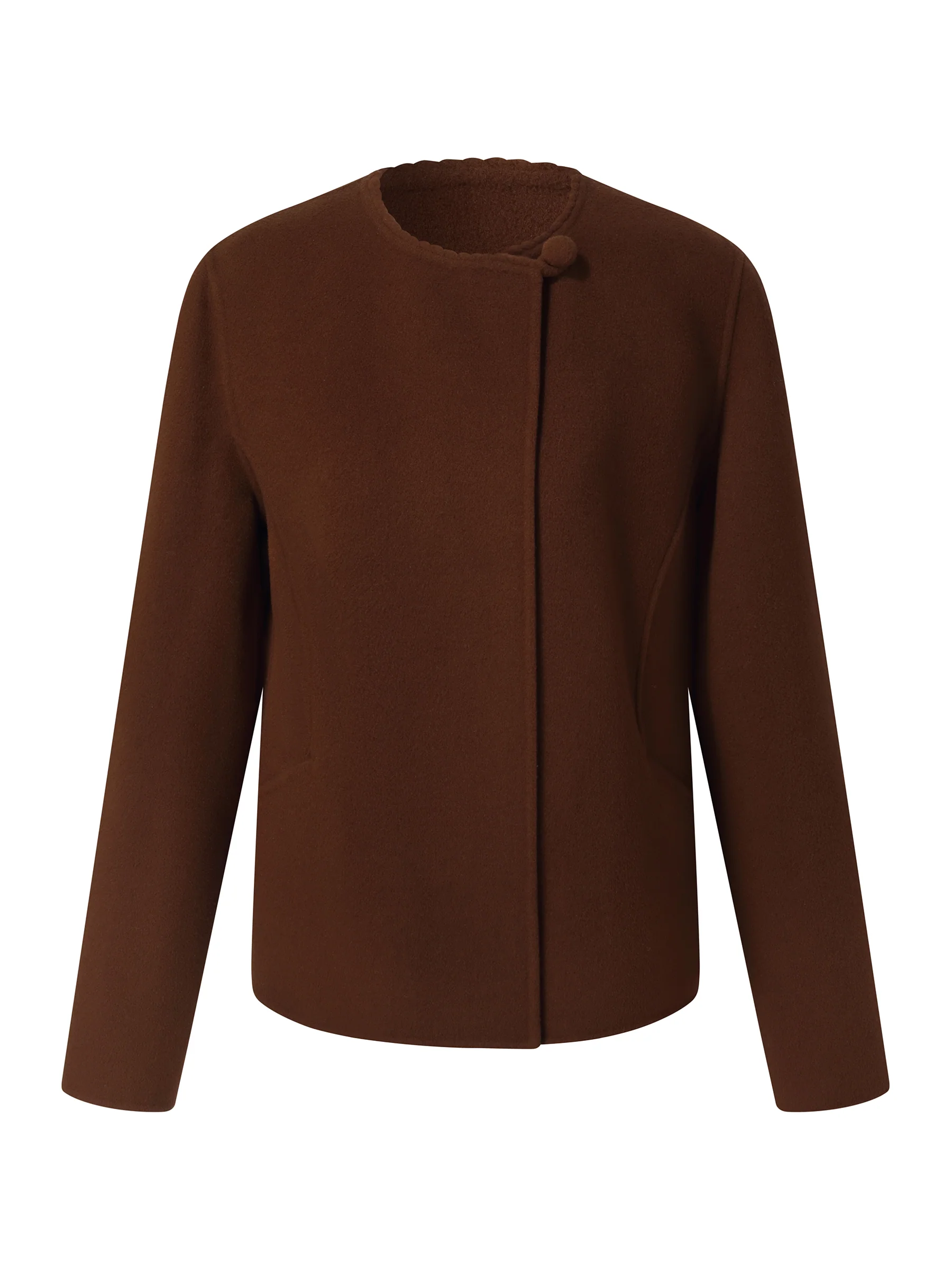 Cashmere Wool Blend Double-Faced Women Cropped Jacket - Image 6