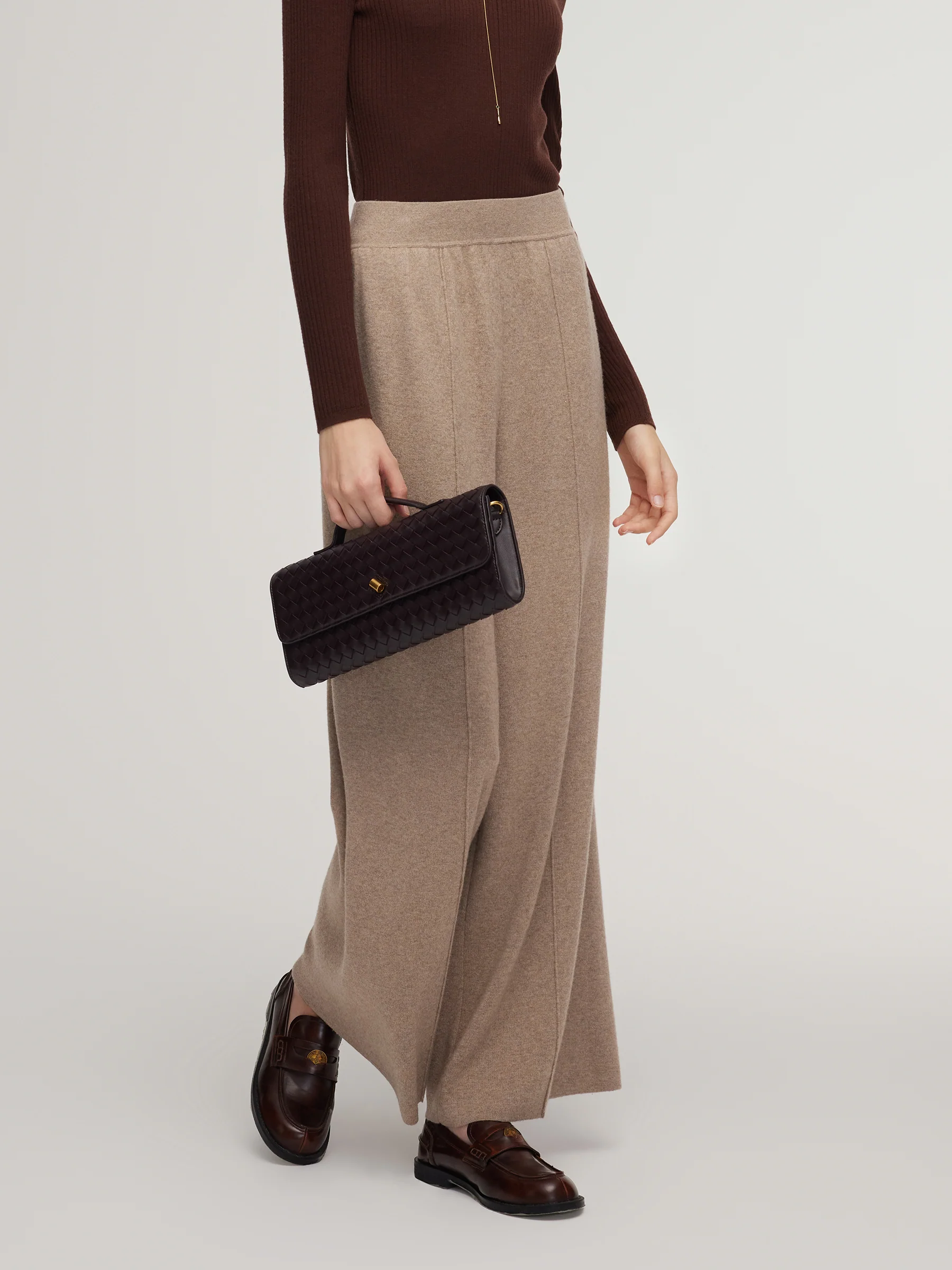 Cashmere Wool Blend Straight Wide Leg Women Pants - Image 5