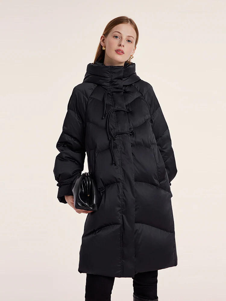 Cheongsam Button Hooded Mid-Length Goose Down Garment - Image 7