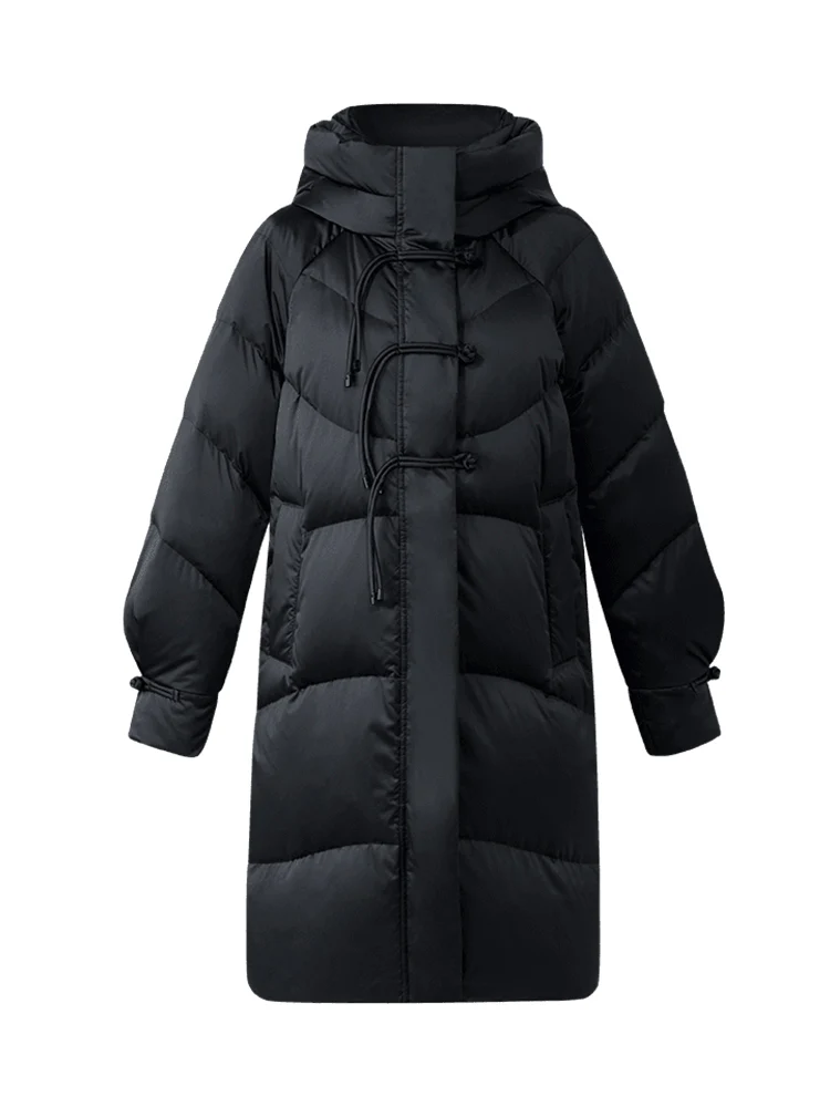 Cheongsam Button Hooded Mid-Length Goose Down Garment - Image 8