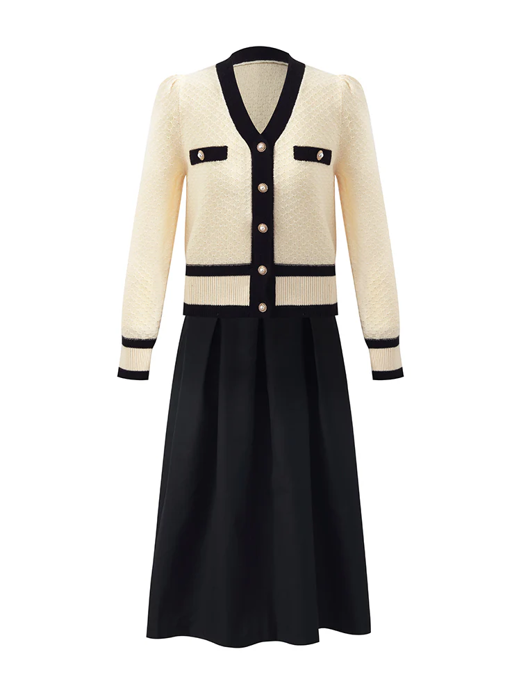 Classic Jacquard Cardigan And Skirt Two-Piece Set - Image 7