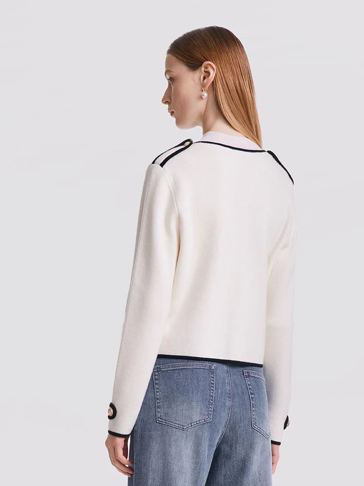 Contrast Soft Woolen Cardigan - Image 3