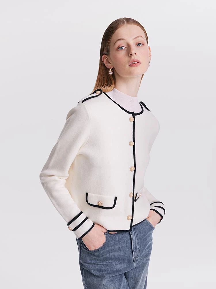 Contrast Soft Woolen Cardigan - Image 4