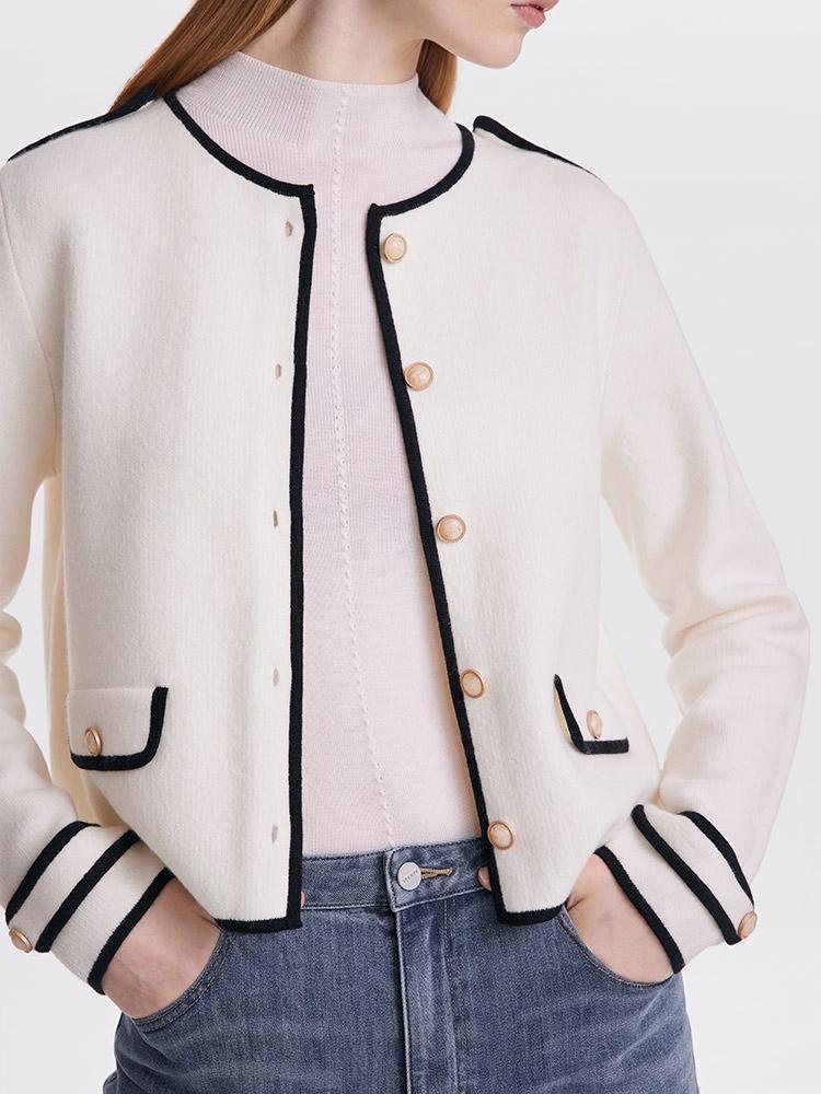 Contrast Soft Woolen Cardigan - Image 7