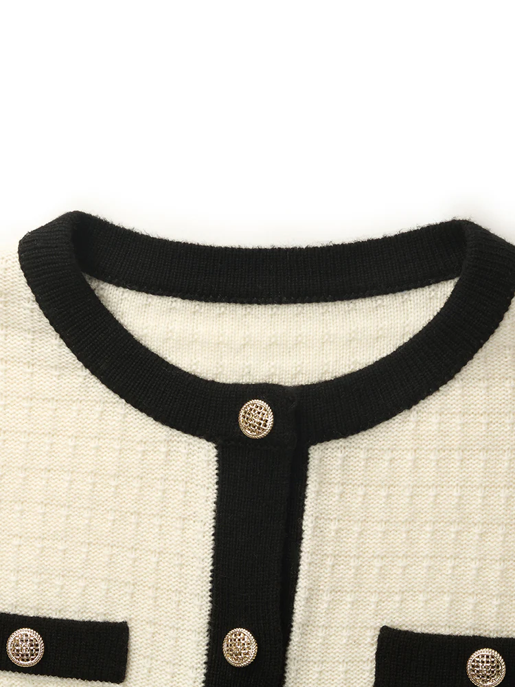 Contrast Trim Cardigan And Vest Dress Two-Piece Set - Image 11