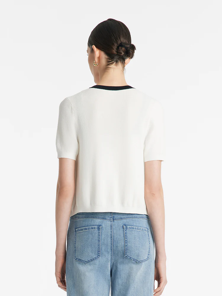 Contrast Trim Knitted Cardigan And Camisole Two-Piece Set - Image 5