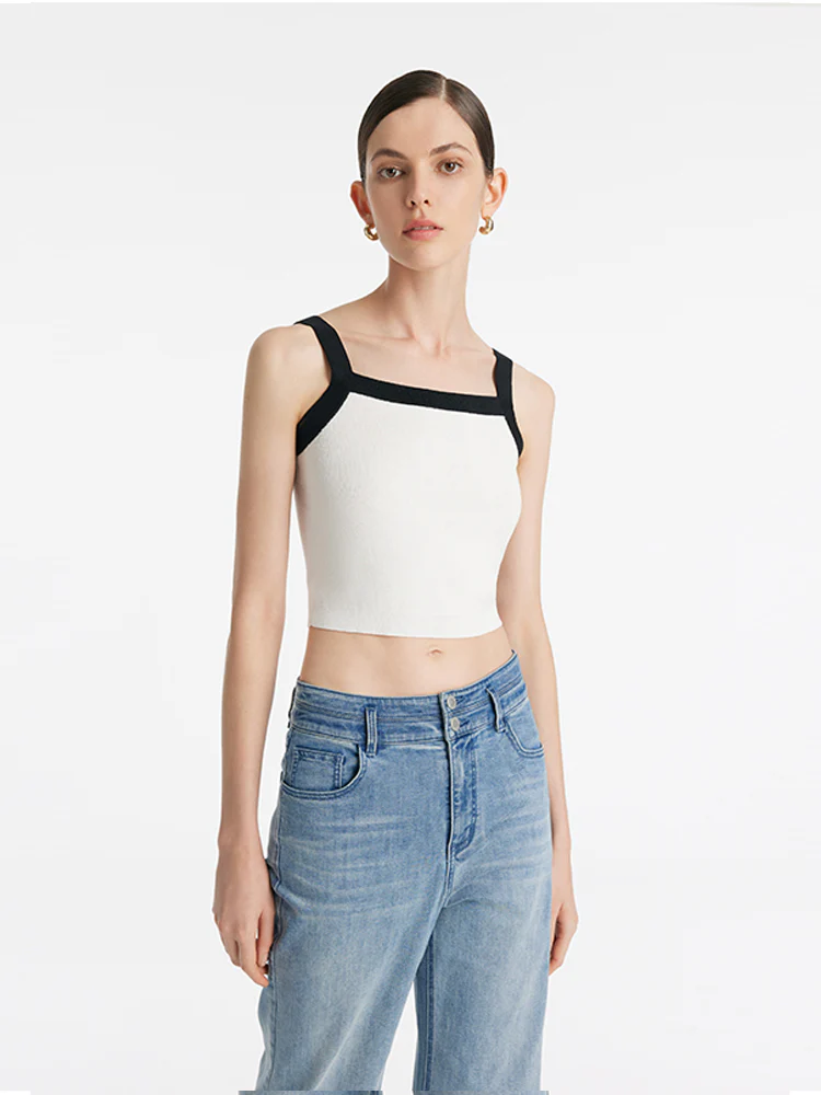 Contrast Trim Knitted Cardigan And Camisole Two-Piece Set - Image 6