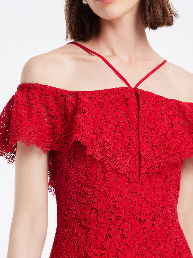 Hollow Lace Midi Dress - Image 3